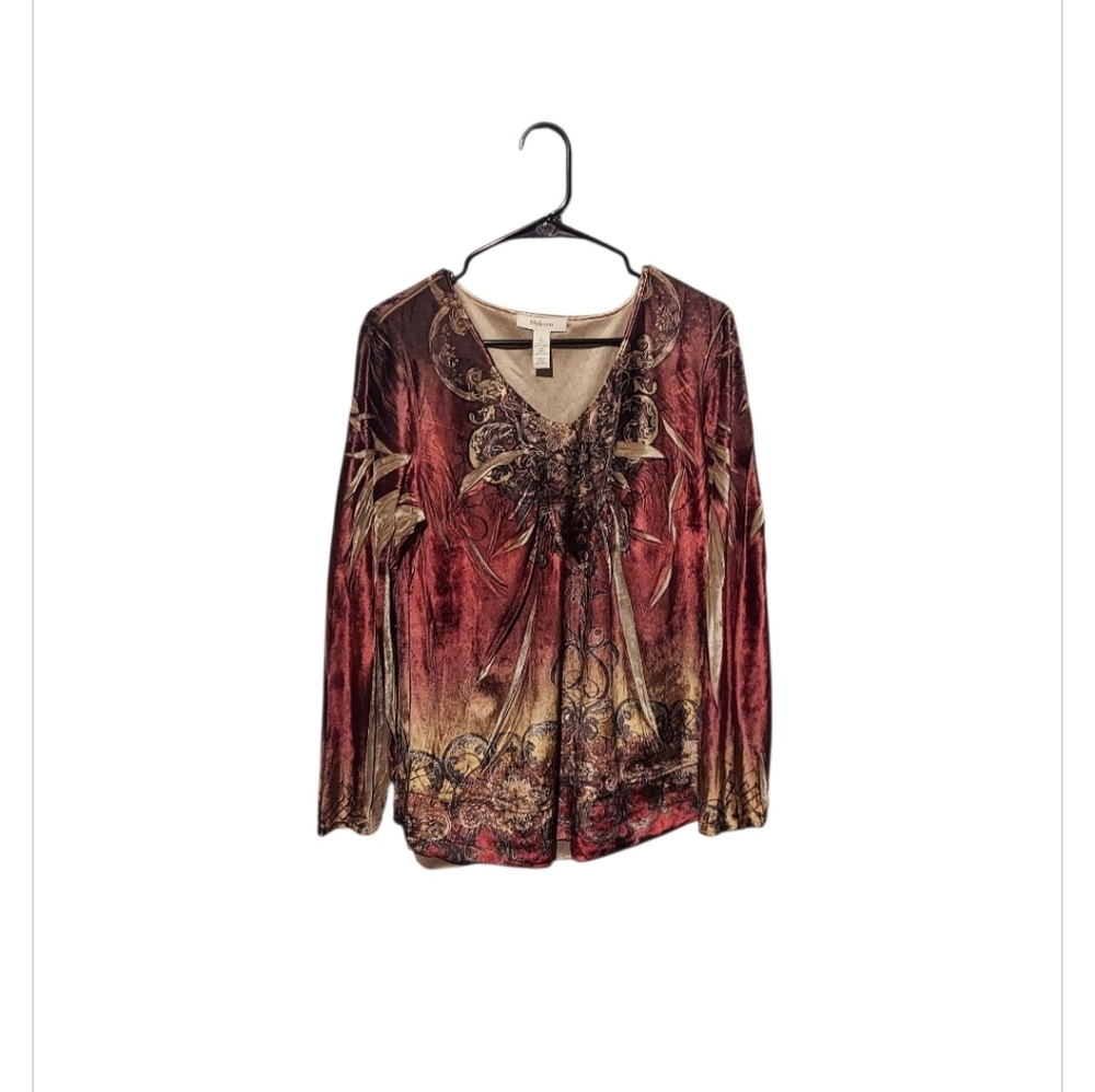 Y2K Whimsigoth Velvet Velour Top Large Purple Boho Peasant Fairy Grunge Vamp